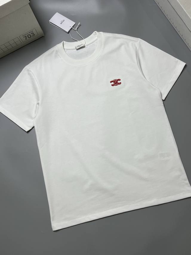 Celine 26S夏款 颜色 黑 白 尺码 S M L Xl 前绣花 280G精梳紧密棉 高品质 男女同款