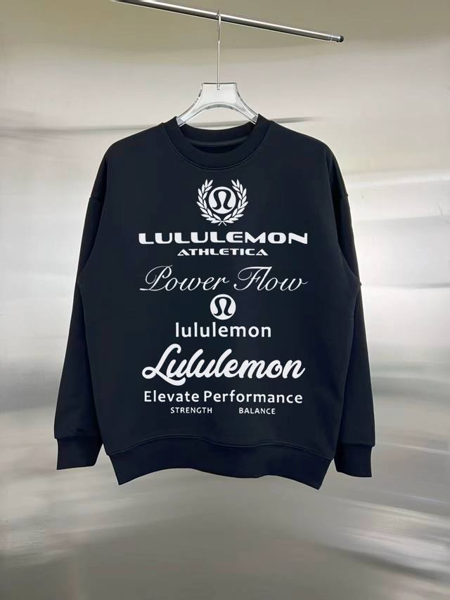款式：Lululemon 露露 长袖卫衣 面料：450克重100%纯棉 罗纹：420克重索罗娜 工艺：印花 颜色：白色 黑色 尺码：S M L Xl Xxl 无