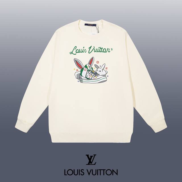 Louis Vuitton 路易威登 经典圆领卫衣 1:1对版定制面料420克大毛圈高克重百分百纯棉 双针车线跨缝工艺 配套同缸1X1紧密高克重螺纹 螺纹有宽度