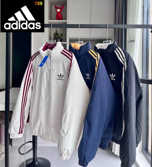 三叶草撞色两面穿棉服 阿迪达斯Adidas 三叶草撞色两面穿立领棉服，保暖收割机，Yyds，懒人专属两面穿，两面都好看，防寒厚款锁住温暖，零下温度轻松应对，甄选