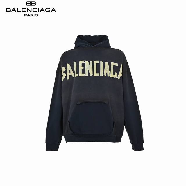 Balenciaga 巴黎世家 23Fw 美纹纸胶带水洗破坏连帽卫衣 本部研发 购入原版 耗时45天 面料采用定制480克精梳棉面料 下垂感和面料硬挺度非常屌