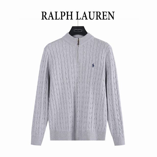 Ralph Lauren 拉夫劳伦 经典绞花半拉链毛衣 胸口高密度Logo百灵达万针刺绣，吊牌辅料原版定制。 进口纱线羊毛混纺材质，上身超级舒适亲肤。 小标战马