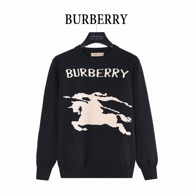 Burberry 巴宝莉 战马骑士徽标提花混纺圆领毛衣 精选高品质的羊毛与羊绒原料，按照一定的比例进行混纺。 区别市场货，毛衣的手感更加软糯。解析原版，对纱线进