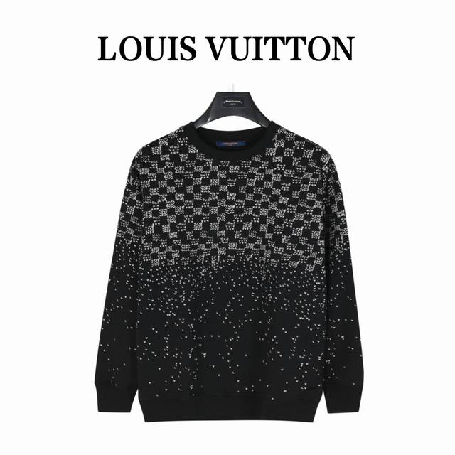 Louis Vuitton 路易威登 25Fw 渐变小飞机印花圆领卫衣 420克重纯棉面料毛圈底定制32支2*2螺纹 成衣两遍水洗处理 面料舒适亲肤无异感 定制