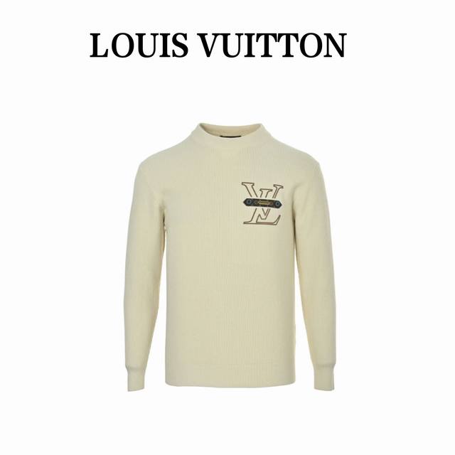 Louis Vuitton 路易威登 胸口老花皮牌圆领毛衣 Lv 新款毛衣，软糯针织贴肤不扎人，宽松剪裁包容各种身形，吸饱阳光的长绒棉，经过精梳纺成纱线，带来踏
