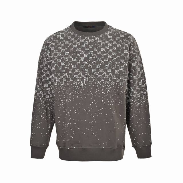 Louis Vuitton 路易威登 25Fw 渐变小飞机新花圆领卫衣 420克重纯棉面料毛圈底定制32支2*2螺纹 成衣两遍水洗处理 面料舒适亲肤无异感 定制