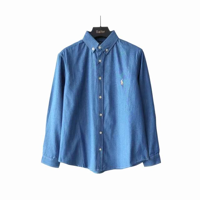 实拍细节图+尺码表 Ralph Lauren 拉夫劳伦 经典彩色小标情侣款水洗牛仔长袖衬衫 1采用优质的牛仔面料，上身柔软舒适，极其细腻 手感扎实润滑且柔软 拥