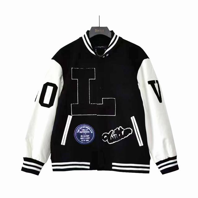 实拍细节图+尺码表 Louis Vuitton 路易威登 拼皮袖棒球服夹克外套 男女同款厚度适中 秋冬穿着这样一件呢子棒球服会不会很帅！明星同款，一秒Get明星