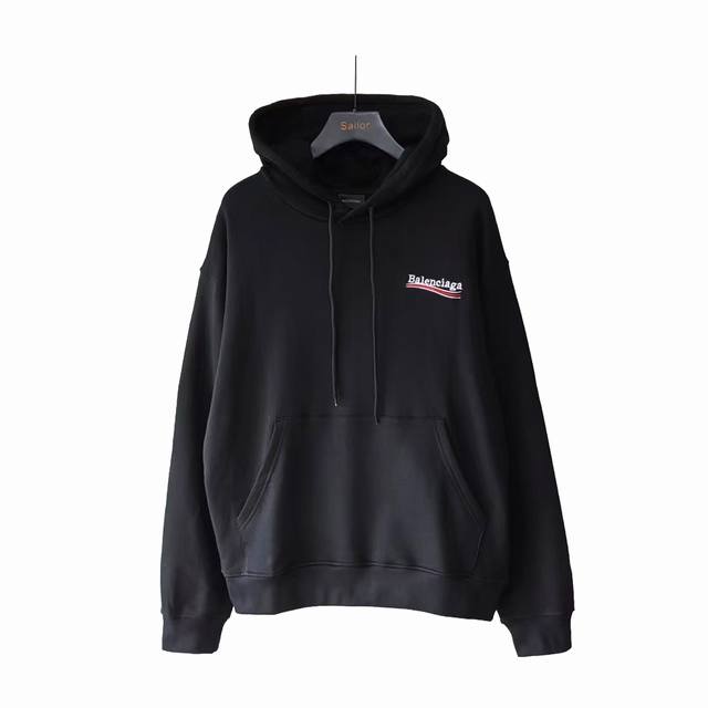 实拍细节图+尺码表 巴黎世家 Balenciaga可乐刺绣连帽卫衣 经典前后Logo印花 进口百灵达机器刺绣 整件衣服帽绳 螺纹 布料 同缸出 0色差 采用42