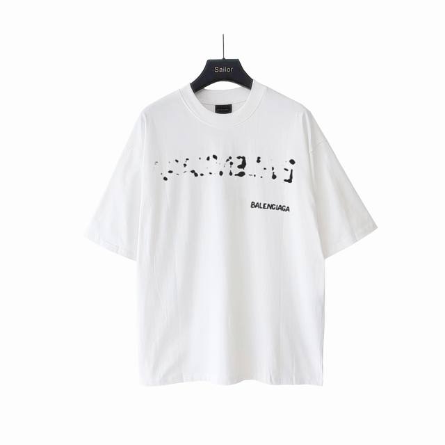 实拍细节图+细节图 巴黎世家Balenciaga 模糊阴影Logo短袖 巴黎世家模糊短袖 23年新主麦上身 印花采用康丽直喷丝网印花工艺区别市场面料采用32S2