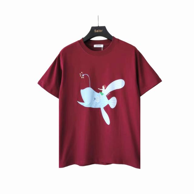 实拍细节图+尺码表 Loewe 罗意威 官网飞鱼短袖T桖 原版面料 官方同款 短袖T恤 洗水300克双纱同缸染面料 手感非常舒服 春夏最新砖柜同步 时尚又个性