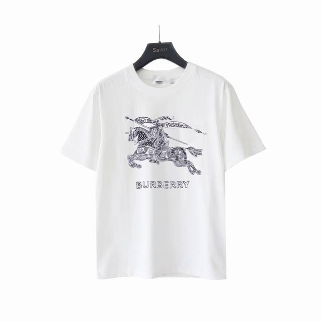 实拍细节图+细节图 Burberry 巴宝莉 万针刺绣战马大Logo经典识标印花 精致升级，灵感源自八十年代复古 原版面料 官方同款 定制260克同缸染面料 手