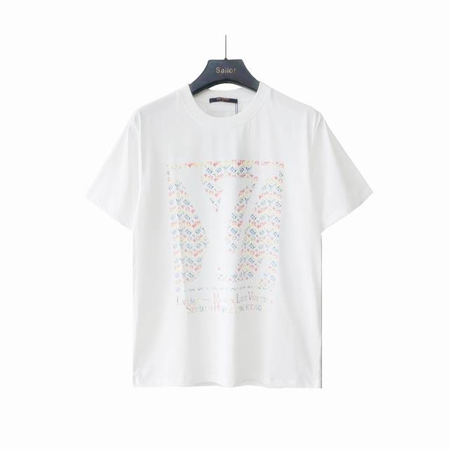 实拍细节图+尺码表 Louis Vuitton 路易 登威 24Ss工具图案彩虹老花字母印花短袖T恤 原版进口定制260克纯棉 高密度螺纹同缸染面料已洗水 宽松