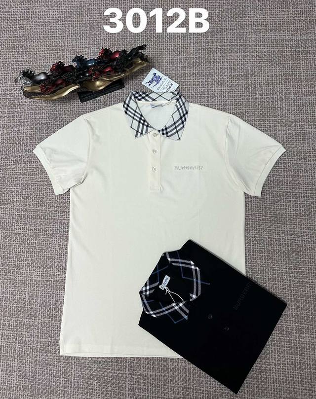 巴宝莉翻领3012男款开胸，纯棉面料，刺绣工艺，黑色，杏色，M L Xl Xxl Xxxl码