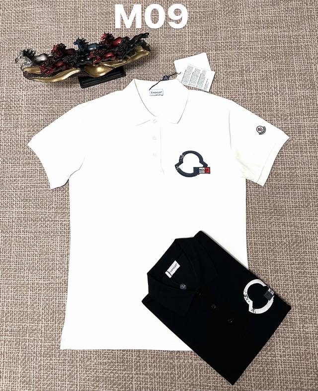 蒙口翻领M09男款开胸，纯棉面料，绣花工艺，黑色，白色，M L Xl Xxl Xxxl码