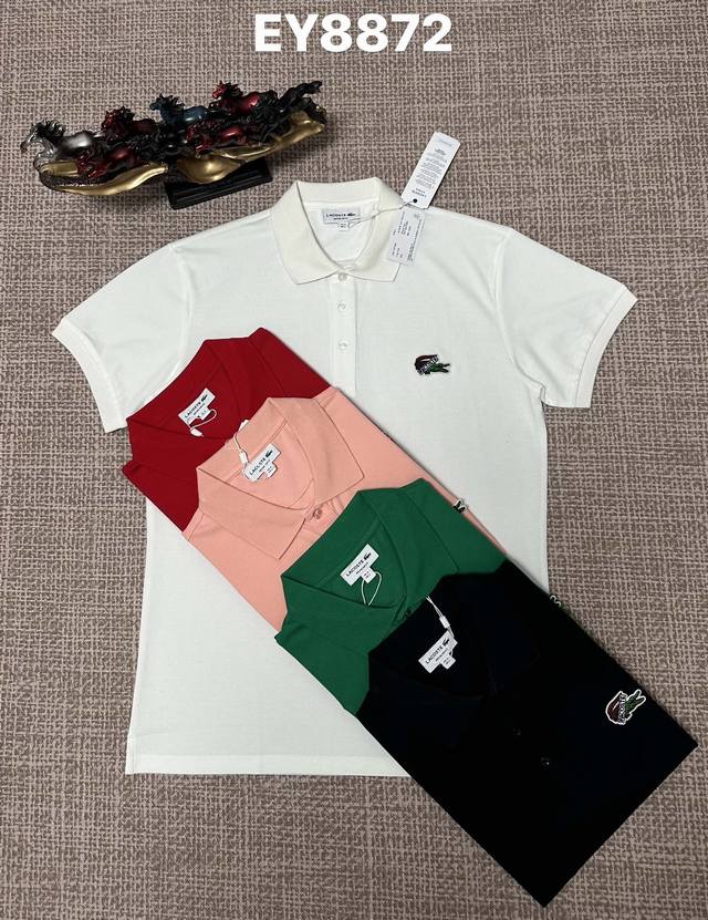 翻领Ey8872男款开胸，纯棉面料，章仔工艺，黑色，绿色、粉色，红色，白色，M L Xl Xxl Xxxl码