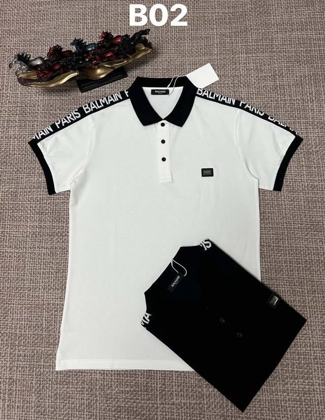 巴尔曼翻领B02 男款开胸，纯棉面料，章仔工艺，黑色，白色，M L Xl Xxl Xxxl码