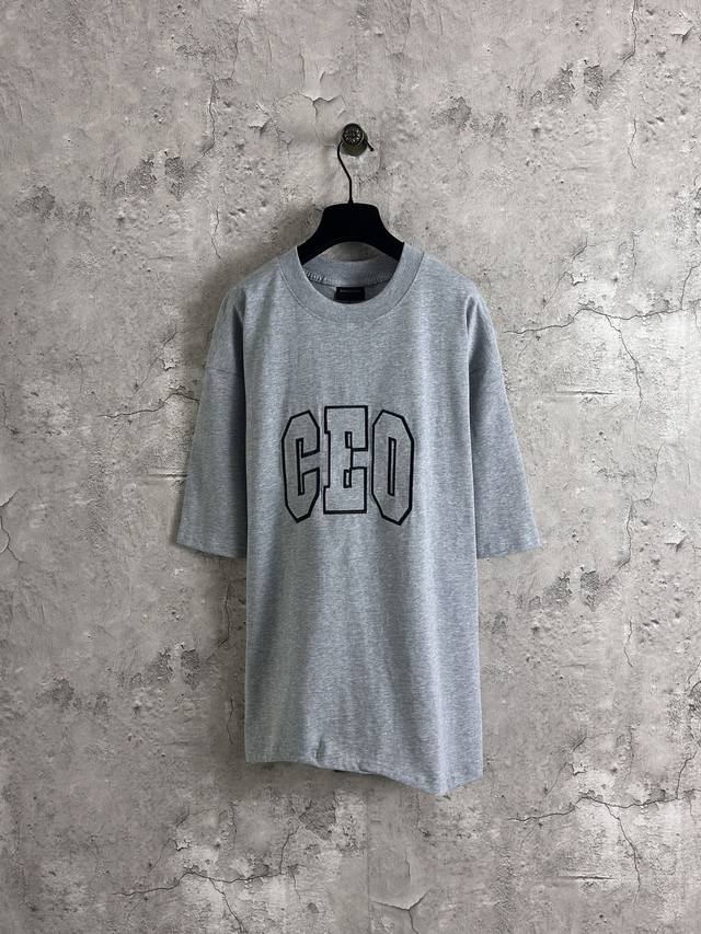 巴黎世家Balenciaga 胸前贴布刺绣Ceo短袖 颜色：花灰 尺码：Xs-L