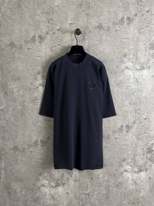 巴黎世家Balenciaga 胸前麦穗刺绣后背闪粉短袖 颜色：腊青 尺码：Xs-L