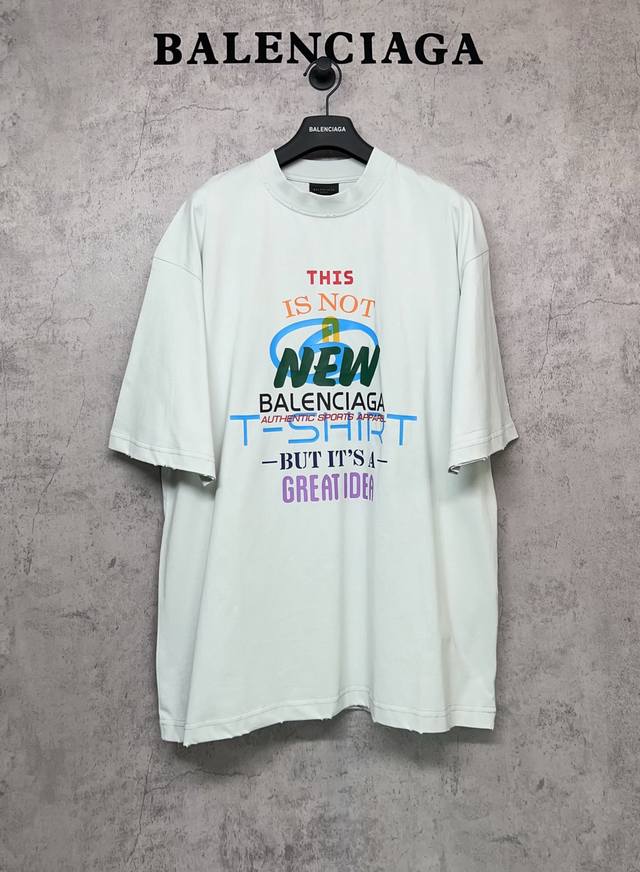 Balenciaga巴黎世家顶级版本1:1官网品质 25Ss New新主意彩色字母Logo多层多元素艺术印花短袖T恤 采用巴黎定制纯棉面料260G双纱精梳纯棉，