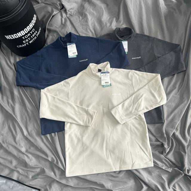 新色Montbell 美山高领自发热摇粒绒保暖抓绒长袖。 S：胸围106 衣长66 肩宽43 M：胸围110 衣长68 肩宽45 L：胸围114 衣长70 肩宽