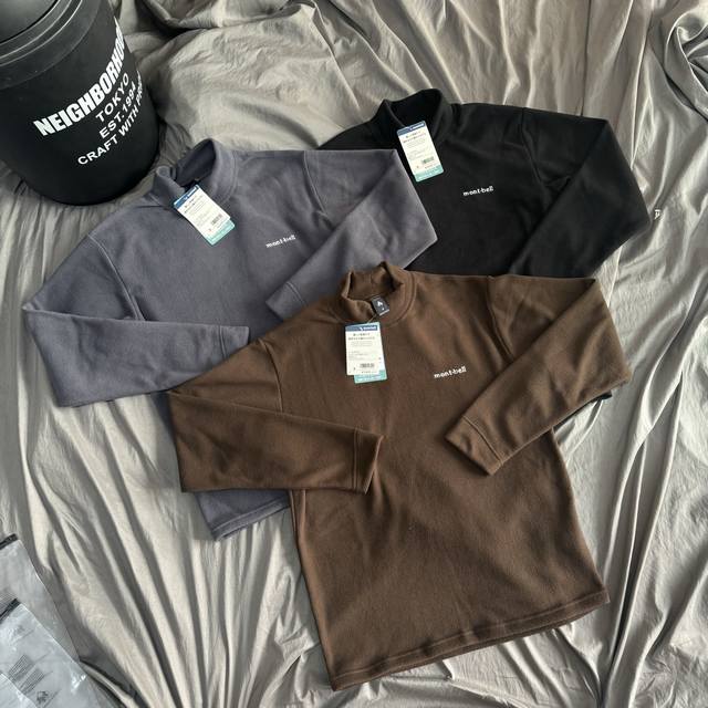 Montbell 美山高领自发热摇粒绒保暖抓绒长袖。 S：胸围106 衣长66 肩宽43 M：胸围110 衣长68 肩宽45 L：胸围114 衣长70 肩宽47