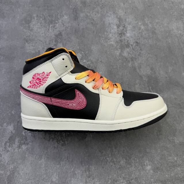 本地 K版 Air Jordan 1 Mid Aj1 乔1粉黑 中邦文化休闲板鞋 Ib7007-107 尺码：36 36.5 37.5 38 38.5 39 4
