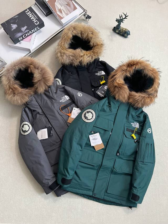 新款上新 实拍图 The North Face 北面 巅峰联名大鹅系列Southern Cross parka 光电子机能四口袋极地工装毛领羽绒服 最高版本区别