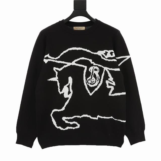 Burberry 巴宝莉 骑士战马提花圆领毛衣 香港专柜11200购入Yb开发！ 原版颜色毛线需要定织定染才有这个效果 不是随意能出来的效果 而且正确版本为粗毛