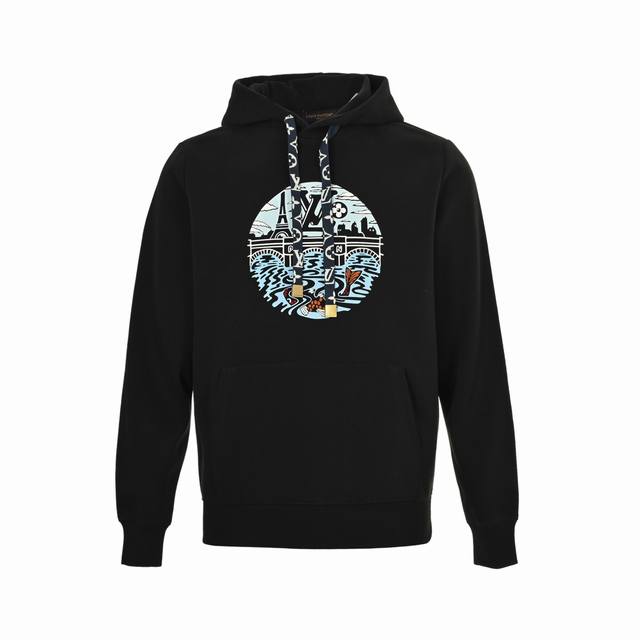 精修实拍 售后无忧 Louis Vuitton 路易威登 25Fw 鲤鱼风景印花连帽卫衣 Lv新款卫衣，精选优质棉采用磨毛工艺，拉起丰富绒感，触感软糯亲肤，保暖