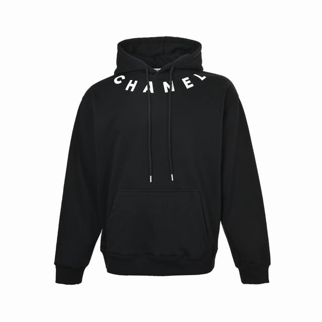 精修实拍 售后无忧 Chanel 香奈儿 25Fw 领口字母印花连帽卫衣 480G高级精梳棉面料 专柜领标 代购级白色厚板吊牌 原版吊粒 前后都是立体发泡印花