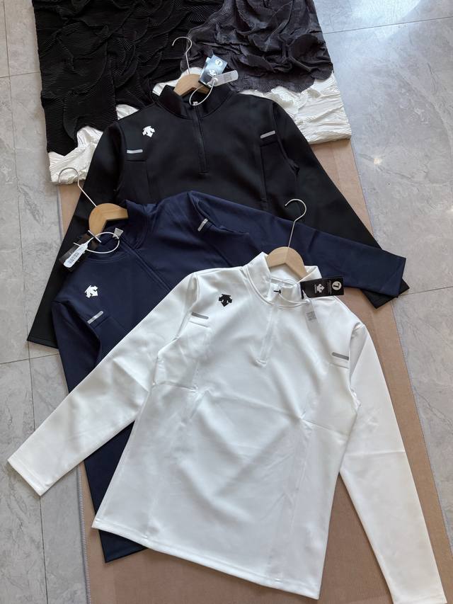 供 控 Descente迪桑特 户外运动健身 半拉链 男女户外健身打底衫长袖 -迪家高端专业运动面料，亲肤舒适，排汗吸湿！面料不易变形、不易褪色中等厚度，上身无