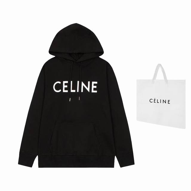 Celine 赛琳 24Ss新款潮流经典卫衣，精致裁剪，高品质工艺！采用定织定染纯棉面料420克左右纯棉卫衣面料！图案进口数码印花工艺，耐穿耐洗久穿不变型，微阔