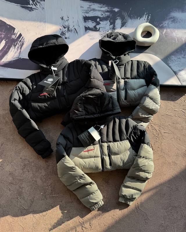 上新 Mammut猛犸象排骨拼色设计加绒加厚棉服外套男女同款 精选高密度功能性面料，自带防风防水Buff，应对雨雪天气或户外通勤都稳妥，水滴一抖即落，日常打理超