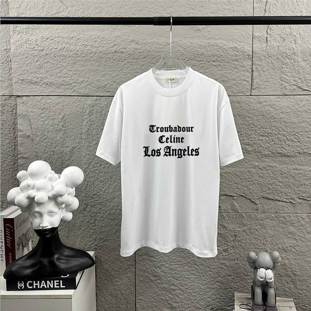 Celi* 塞琳 塞林 春夏款 简约字母植绒工艺个性Logo 定制双纱平纹纯棉面料 短袖T恤 男女同款 颜色：黑色 白色 尺码： S 90-130斤 M 120