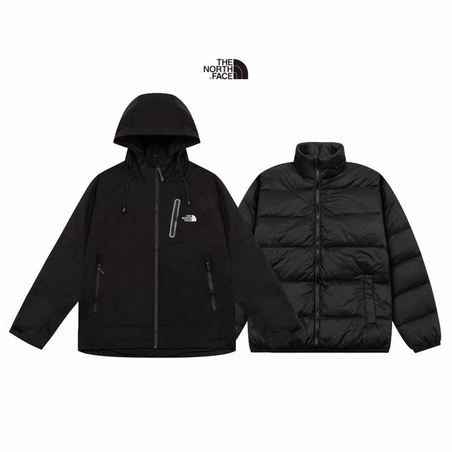 高版本 北面系列三合一羽绒服 功能性户外性能 防风，防雨，90绒，自购Zp打版 所有数据 辅料 全套辅料定制 整衣 这款夹克设计简洁而通用，可提供高山环境所需的