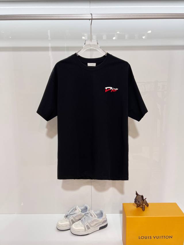 Dior 迪奥 高品质320克圆领短袖T恤 品牌经典 胸前拼色刺绣字母后背Cd小蜜蜂Logo 2025Ss官方同步 高版本 高品质 时尚个性 百搭潮流 纯原品质