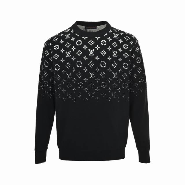 精修实拍 售后无忧 Louis Vuitton 路易威登 渐变老花提花圆领毛衣 史上最强的对位 基本全是手工定位对花操作 没有裁刀推 为的就是极高度还原 工艺难