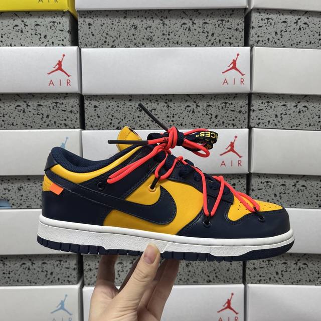 S2# Off-White X Nk Dunk Low Ow联名黄蓝色 pnme Asia贝利原厂皮料加持 全套原楦原模倾力打造完美版型 独家原厂航空铝磨具打磨