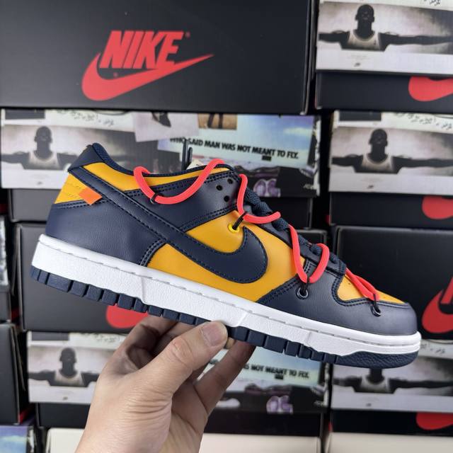 纯原 Off-White X Nk Dunk Low Ow联名黄蓝色 pnme Asia贝利原厂皮料加持 全套原楦原模倾力打造完美版型 独家原厂航空铝磨具打磨大