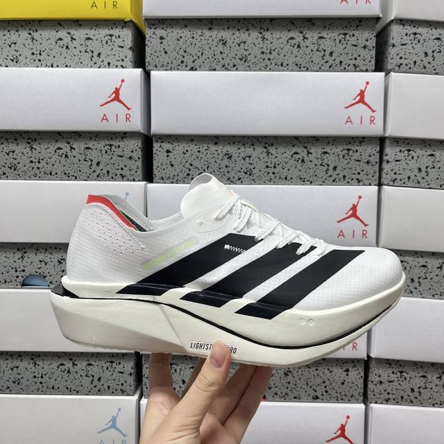 纯原 Adidas Adizero Adios 5 M 白黑 马拉松飞线贾卡轻质透气休闲运动跑步鞋 Ki8290 尺码:36 36.5 37 38 38.5 3