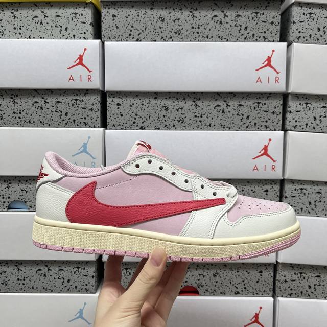 Dg Travis Scott X Air Jordan Aj1 Low Og Sp Ts 联名 白粉红 倒钩低帮 Iq7604 101 尺码：36-47.5