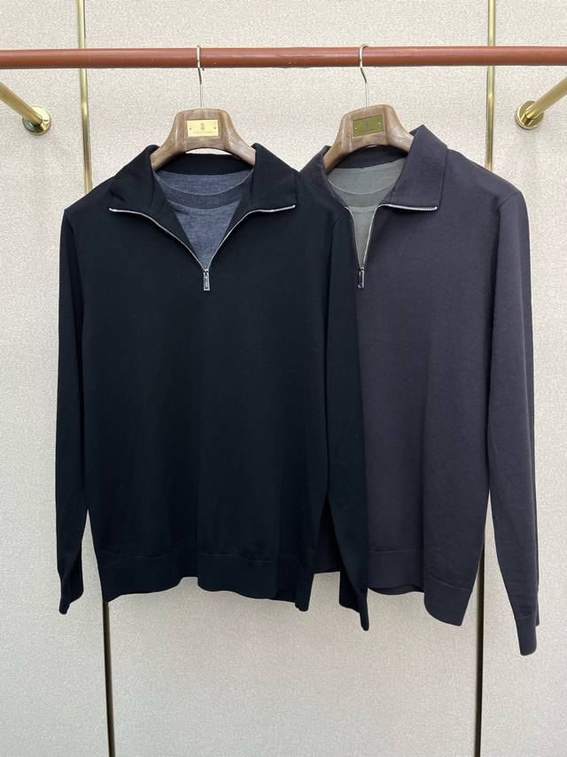 Lp-Loro piana诺悠翩雅砸锅卖铁都要上的新款新款原单男士毛衣 假两件翻领毛衣 高端定制 高端版本 时尚百搭爆款进口面料 手感超柔软细腻 穿着亲肤舒适