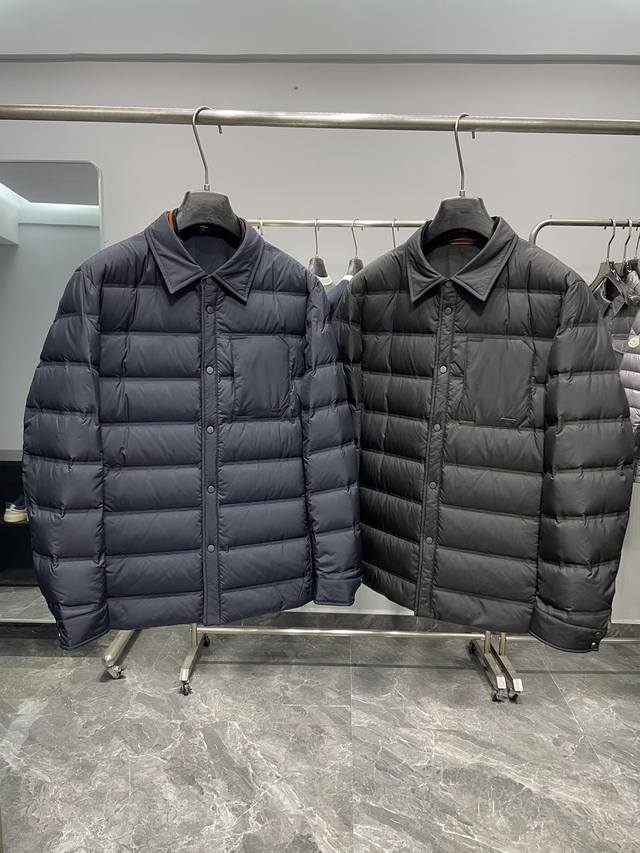 Ez25Fw秋冬新款男士商务休轻便衬衫式羽绒服外套，香港洋行渠道货，顶级纯正血统品质，25F W秋冬新品，高端一线成衣系列！！ 整体在设计基调方面继续沿袭了意式