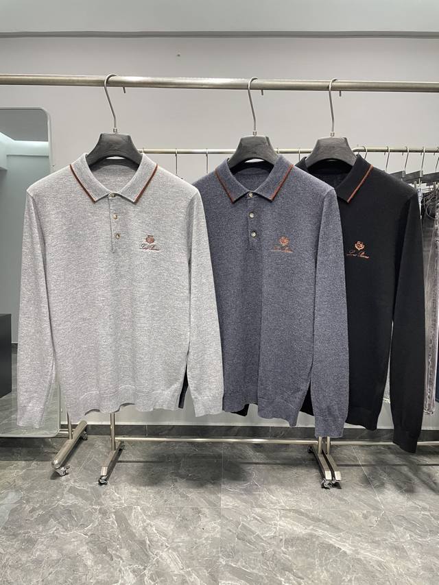 Lfw秋冬新款羊绒羊毛纱线针织翻领毛衣！经典字母Logo标识刺绣休闲套头毛衣针织衫！贸易公司渠道稀出，同步官网发售！经典极简风基础毛衣，越简单越高级的设定一直都