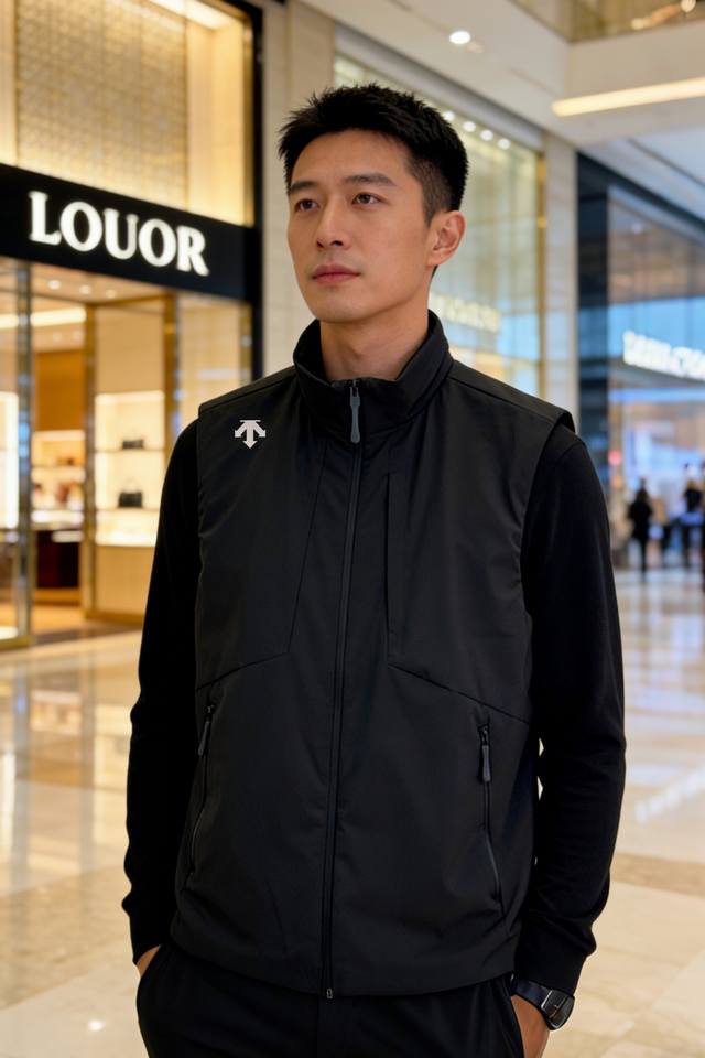 Descente迪桑特*男士高尔夫棉马甲，25S新品推荐！采用科技梭织面料，轻便透气又速干，运动穿着超舒适立领+拉链设计，有效防风.多个口袋方便收纳小物，实用性