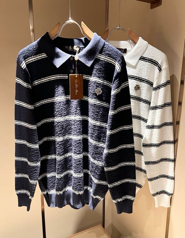 Loro piana诺悠翩雅 2025秋冬男士最新的贸易订单针织羊毛衫，全品相！！上身舒适透气，不僵硬，整体有着丰富的立体感，品质出口订单，胸前Logo图案五金