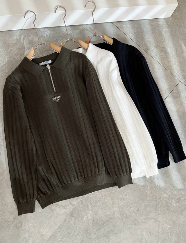 prad*A普*达2025秋冬新款男士针织羊毛衫，最新款全网独家首上！！~既经典有时尚百搭，谁不爱啊，将经典再次展现，非常的耐看，自带低奢光环与辨识度！pr*D