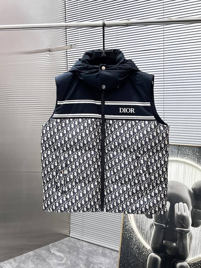 迪奥 Dior 2025秋冬新款连帽马甲羽绒服外套，爆款来袭，高版本。内充90绒，蓬松又保暖，品相超级好。进口防风防雨面料，软糯亲肤，抗皱不沾灰，立挺有型，时尚