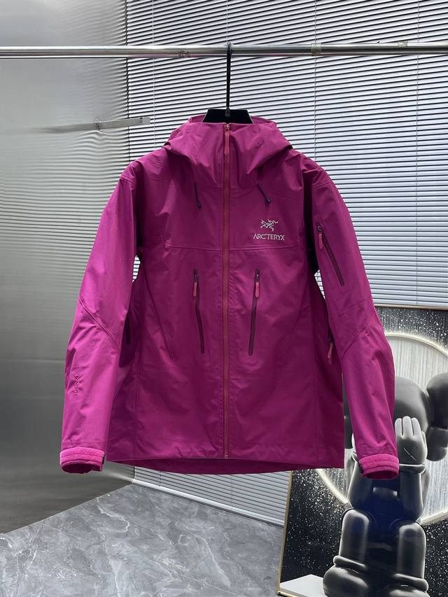 七代冲锋衣 顶级全溢胶版本 Arcteryx 始祖鸟 Alpha系列 Sv 第7代 Gore-Tex pro 刺绣Logo图案休闲运动连帽拉链硬壳冲锋衣 Gor